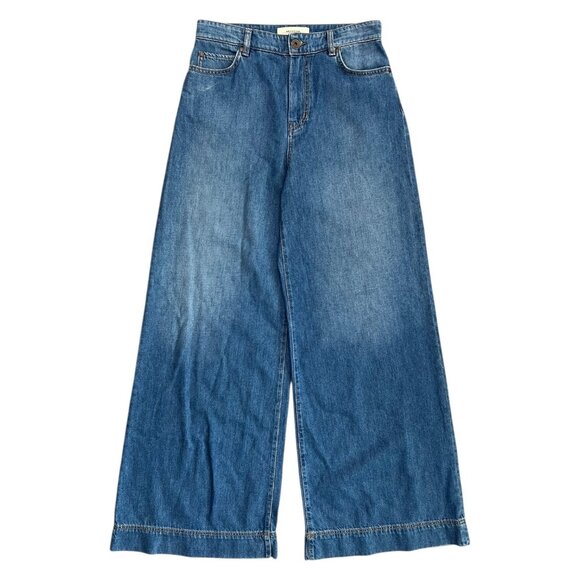 Weekend Max Mara Vega High Waist Wide Leg Jean Medium Wash 6 Flare Western Boho - Picture 1 of 11